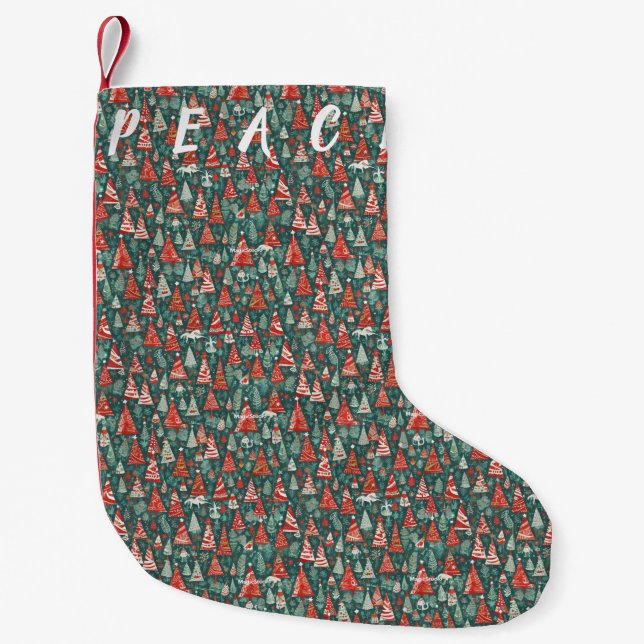 AI Peace Christmas Tree Pattern Stocking (Front)