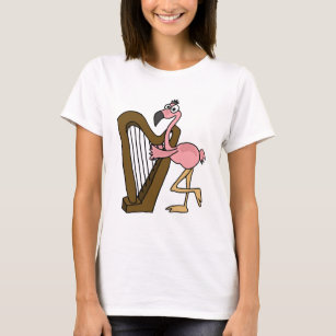 AI- Pink Flamingo Playing Harp T-Shirt