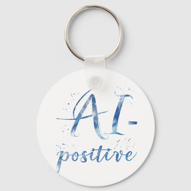 AI-Positive Text Art Keychain (Front)