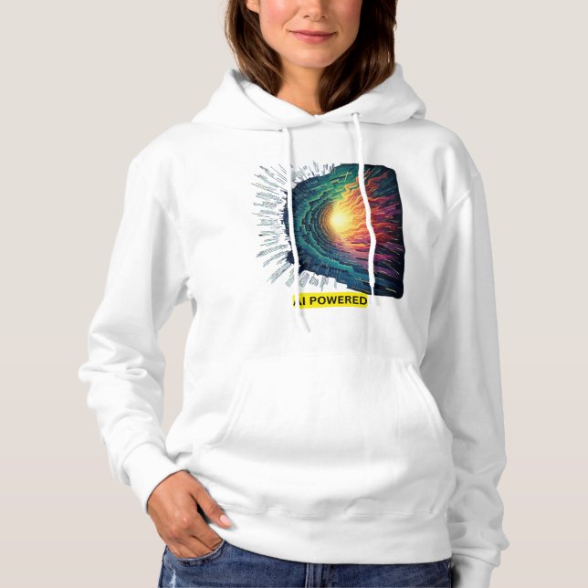AI Powered - Futuristic Tech Design Hoodie (Front)