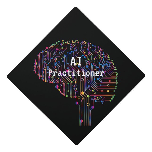 AI Practitioner of Artificial Intelligence Tech  Graduation Cap Topper (Front)