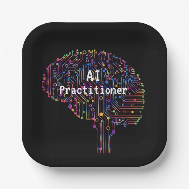 AI Practitioner of Artificial Intelligence Tech  Paper Plates (Front)