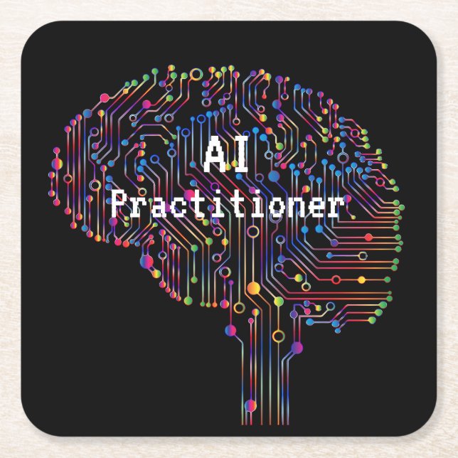 AI Practitioner of Artificial Intelligence Tech  Square Paper Coaster (Front)