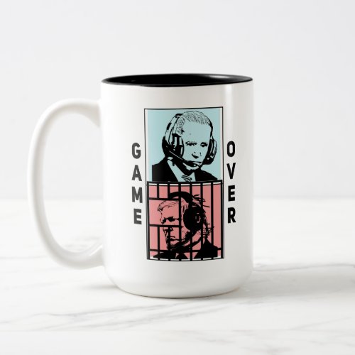 AI Presidents Gaming Biden Trump Debate Game Over Two_Tone Coffee Mug