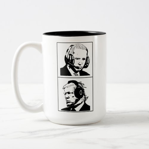 AI Presidents Gaming Joe Biden Donald Trump Funny  Two_Tone Coffee Mug