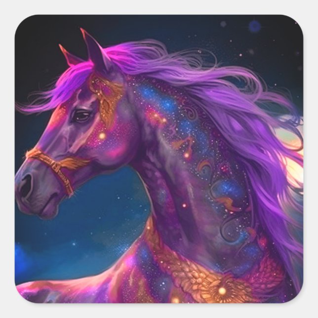 Ai Purple Horse Square Sticker (Front)