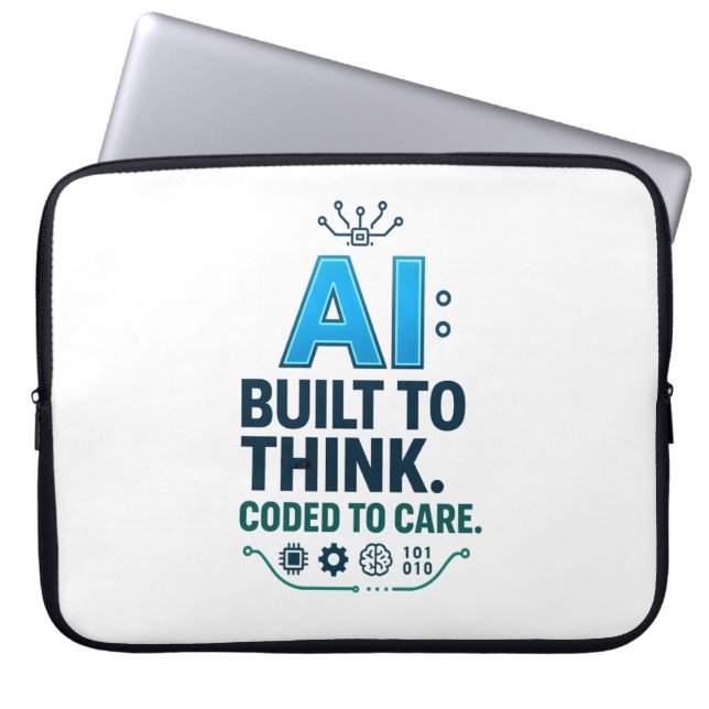 AI Quote Design – Built to Think Coded to Care Laptop Sleeve (Front)