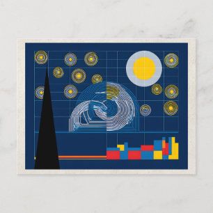 AI Remix Artwork Bauhaus Nightscape Postcard