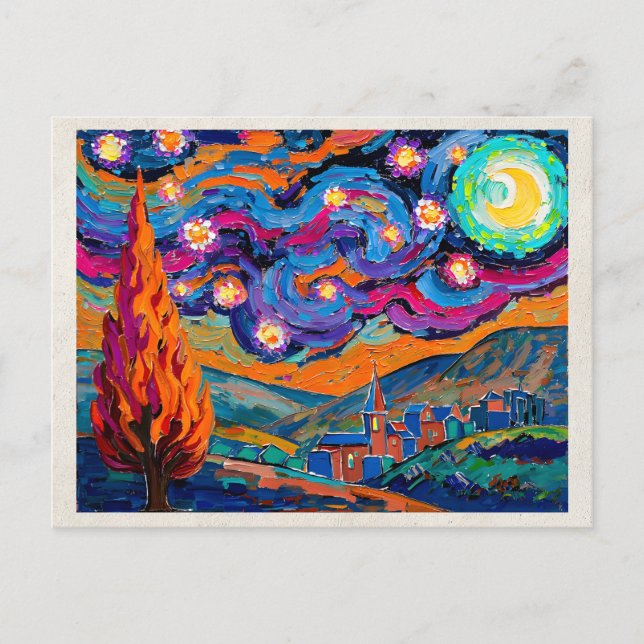 AI Remix Artwork Fauvism Nightscape Postcard (Front)