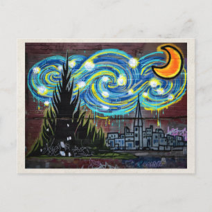 AI Remix Nightscape Graffiti Urban Street Art Postcard