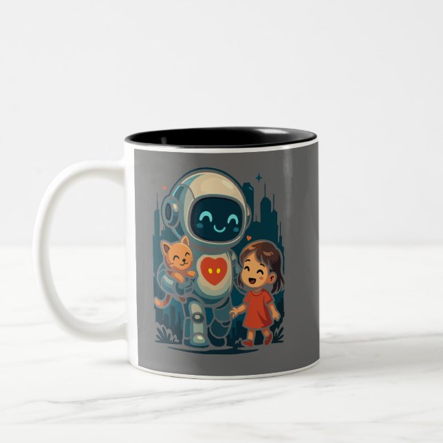 AI & Robot Characters – Futuristic Design Collecti Two-Tone Coffee Mug (Left)