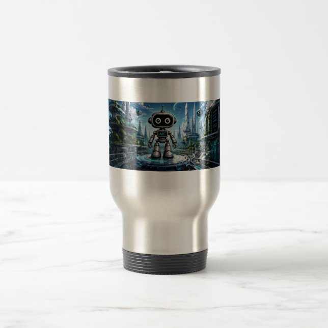 AI Robot Travel Mug | AIC Digital Identity #00001 (Center)