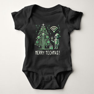 AI Robot with Tech Christmas Tree – Merry Techmas Baby Bodysuit