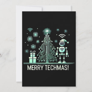 AI Robot with Tech Christmas Tree – Merry Techmas Invitation