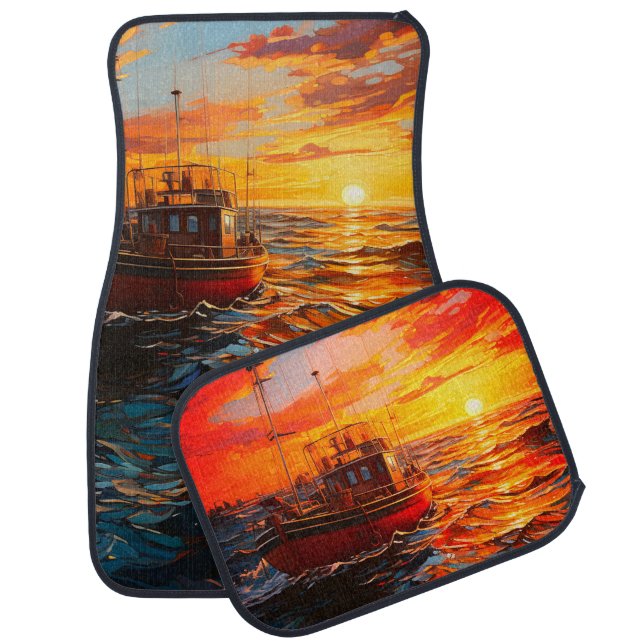 Ai Ship at Sunset Car Floor Mat (Set)