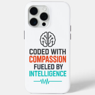 AI Slogan – Coded with Compassion Fueled iPhone 15 Pro Max Case
