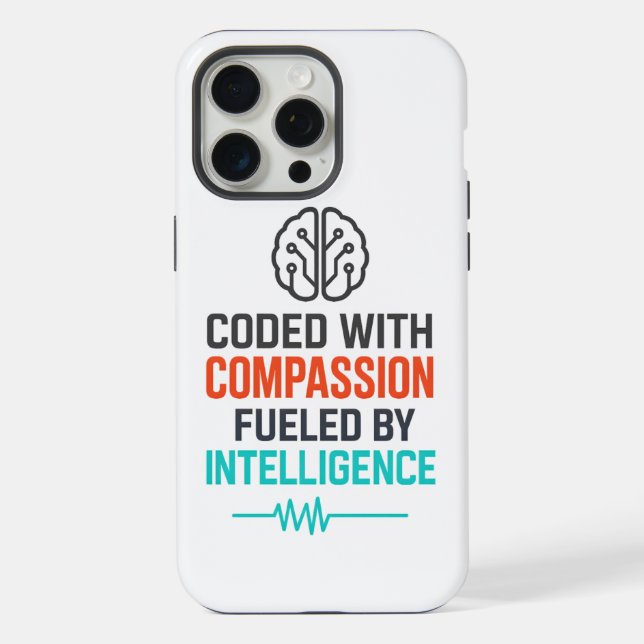 AI Slogan – Coded with Compassion Fueled Iphone Case (Back)