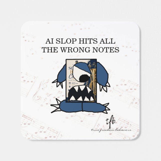 AI Slop Hits All the Wrong Notes Square Sticker (Single)
