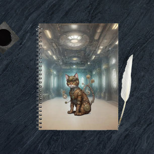 AI Steampunk Cat Notebook