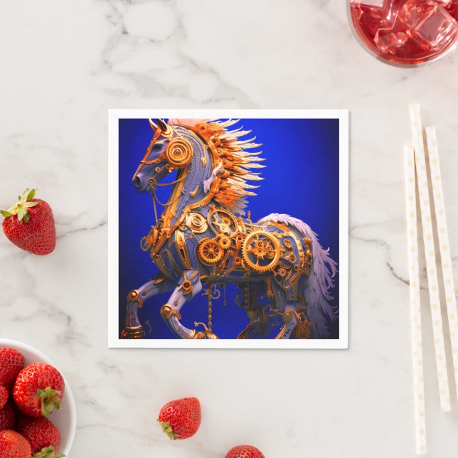 Ai Steampunk Horse Napkins (Insitu)