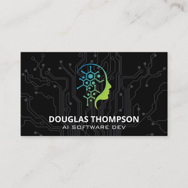AI Tech Logo | Circuit Board Business Card (Front)