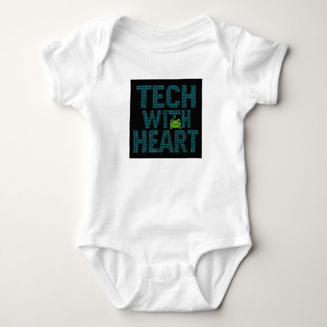 AI: Tech With Heart Frog  Baby Bodysuit (Front)