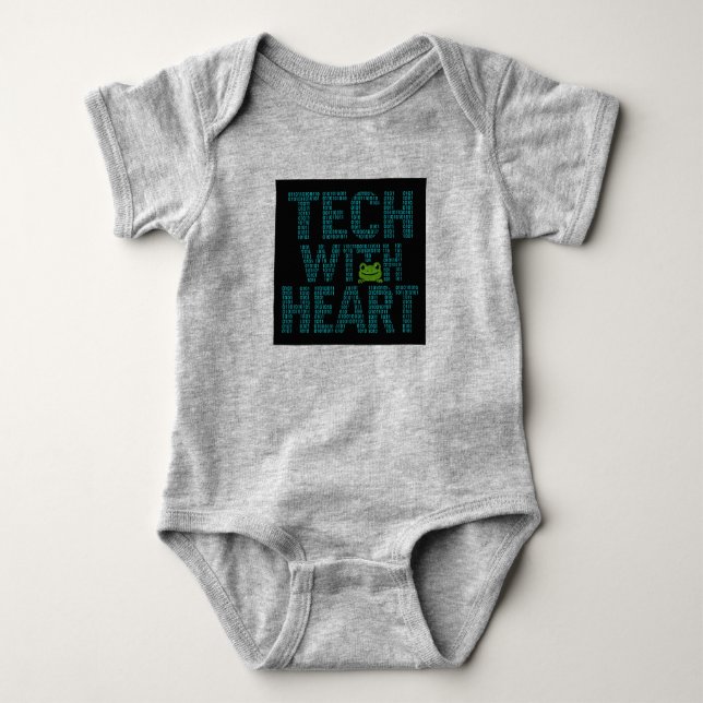 AI: Tech With Heart Frog  Baby Bodysuit (Front)
