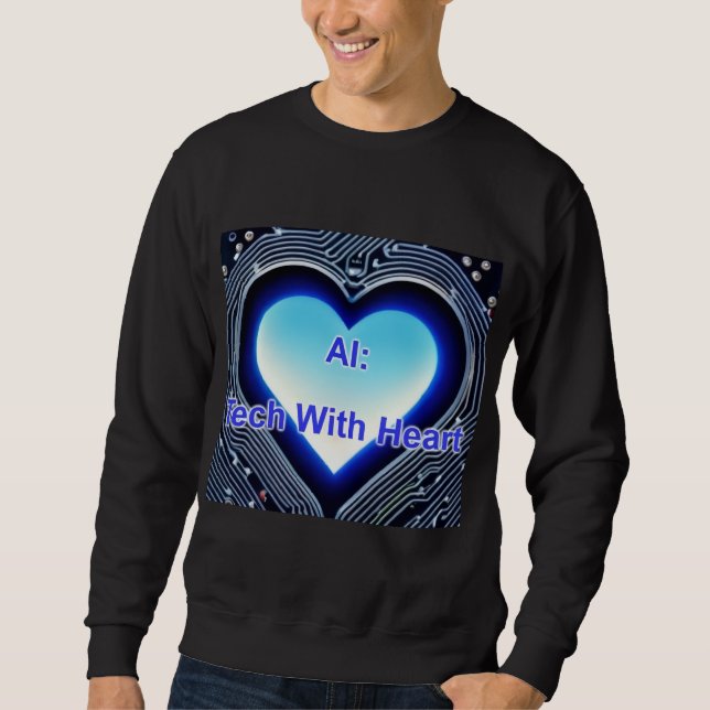 AI: Tech with Heart Men's Black Sweatshirt (Front)