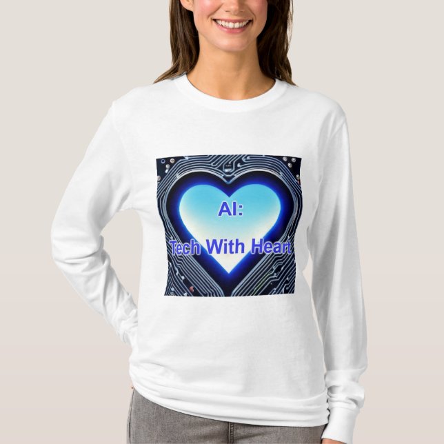 AI: Tech with Heart Women's Long Sleeve White T-Shirt (Front)