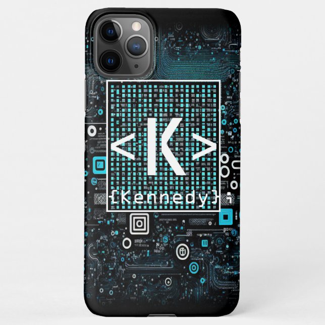 Ai - Technology - Coding Monogram - Letter K iPhone Case (Back)
