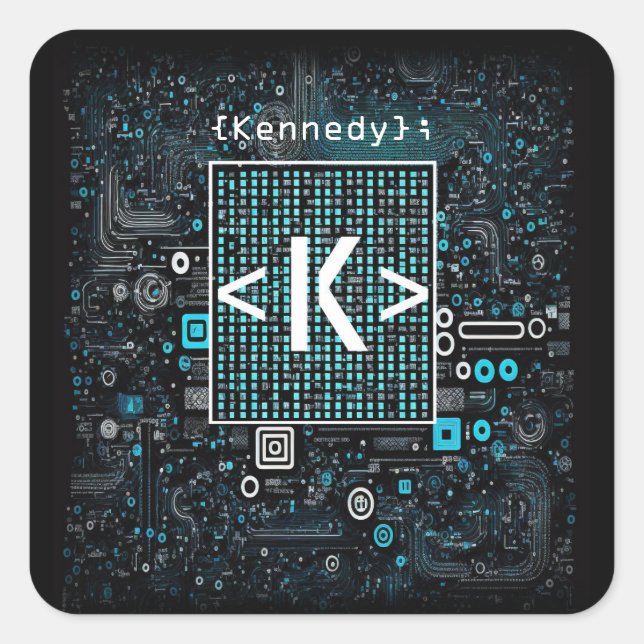Ai - Technology - Coding Monogram - Letter K Square Sticker (Front)