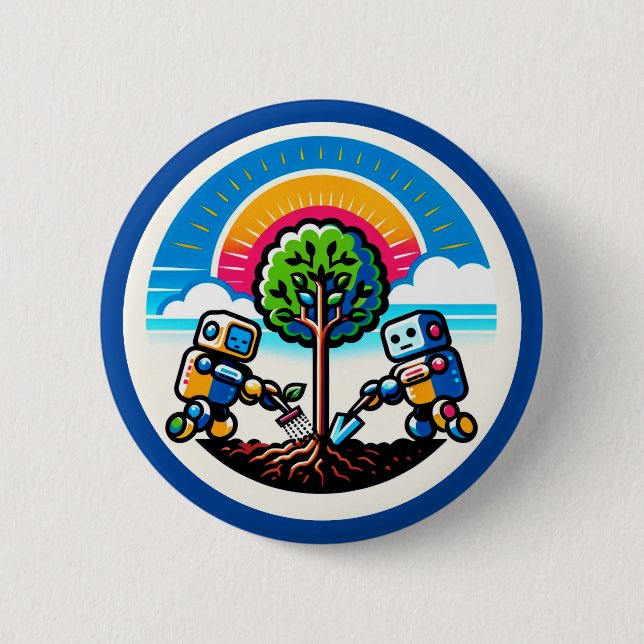 AI Tree Planter - Nature's Tech Ally Button (Front)