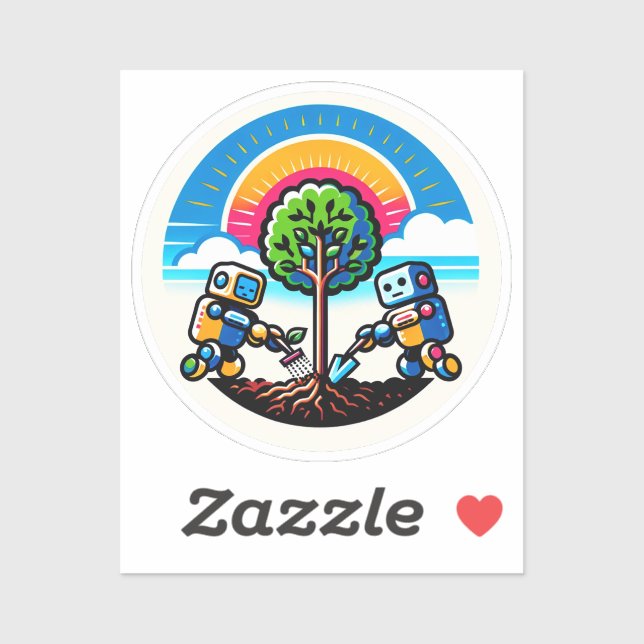 AI Tree Planter - Nature's Tech Ally Sticker (Sheet)
