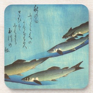 Ai (Trout) - Hiroshige's Color Japanese Fish Print Beverage Coaster