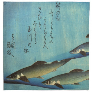 Ai (Trout) - Hiroshige's Color Japanese Fish Print Cloth Napkin