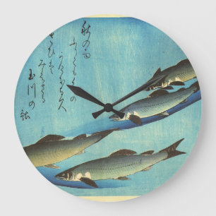Ai (Trout) - Hiroshige's Color Japanese Fish Print Large Clock