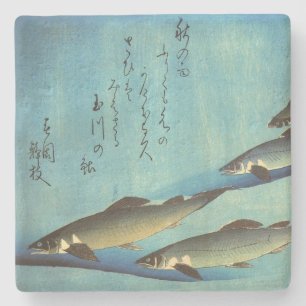 Ai (Trout) - Hiroshige's Color Japanese Fish Print Stone Coaster