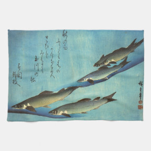 Ai (Trout) - Hiroshige's Color Japanese Fish Print Towel