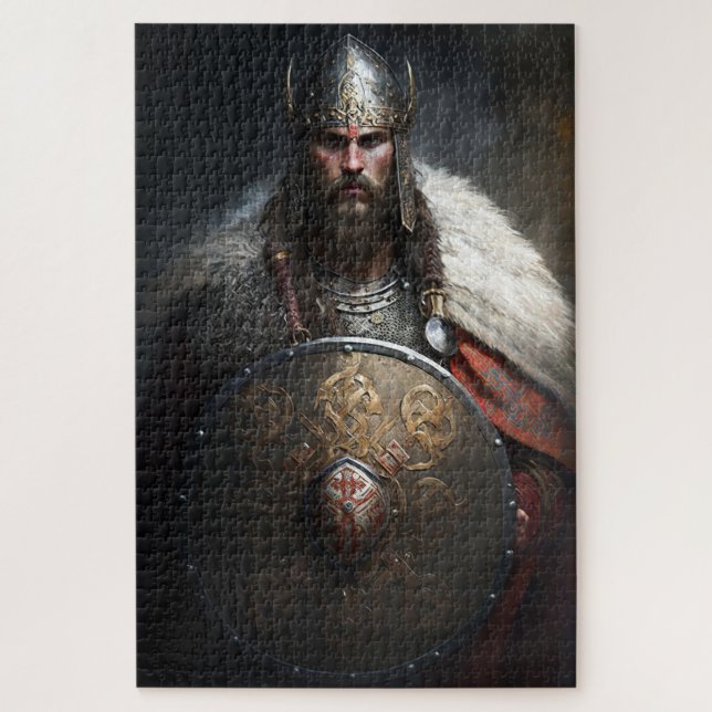 AI Viking Warrior Holding Shield Jigsaw Puzzle (Vertical)