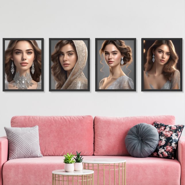 AI Wall Art, Beautiful woman wall painting Wall Art Sets (Livingroom)