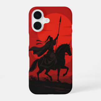 AI Warrior iPhone Cover – Epic Red Sun Silhouette