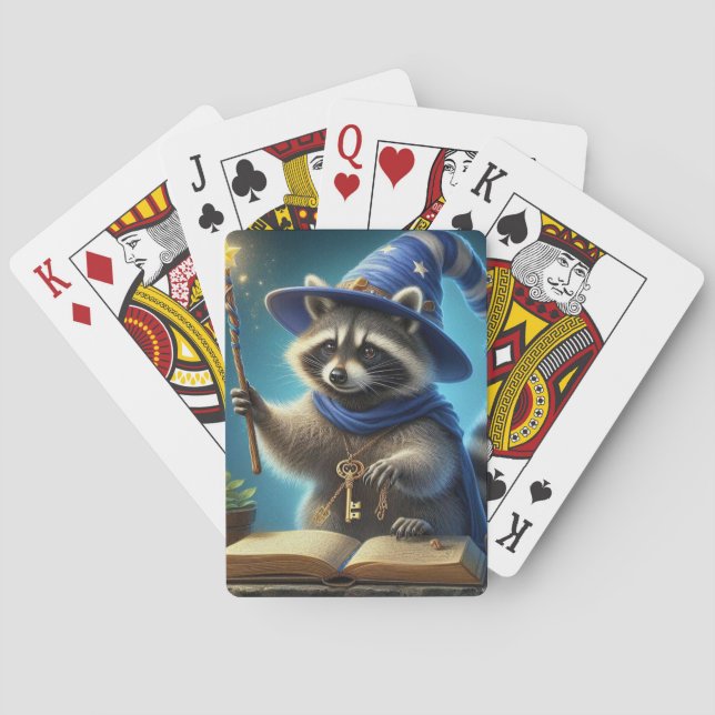 AI wizard racoon playingcards Poker Cards (Back)