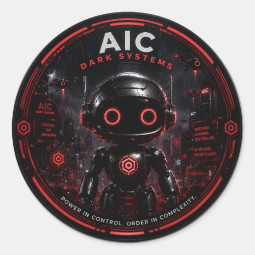 AIC Dark Systems Cyberpunk AI Robot Sticker