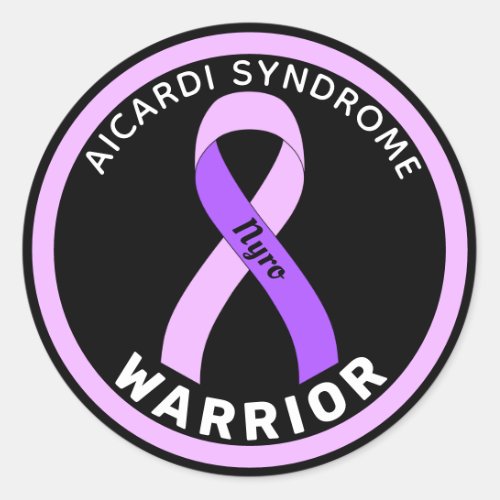 Aicardi Syndrome Warrior Ribbon Black Classic Round Sticker