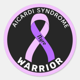 Aicardi Syndrome Warrior Ribbon Black Classic Round Sticker
