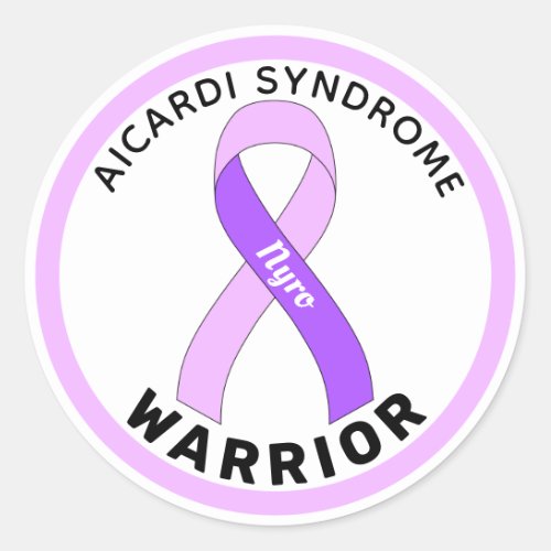 Aicardi Syndrome Warrior Ribbon White Classic Round Sticker
