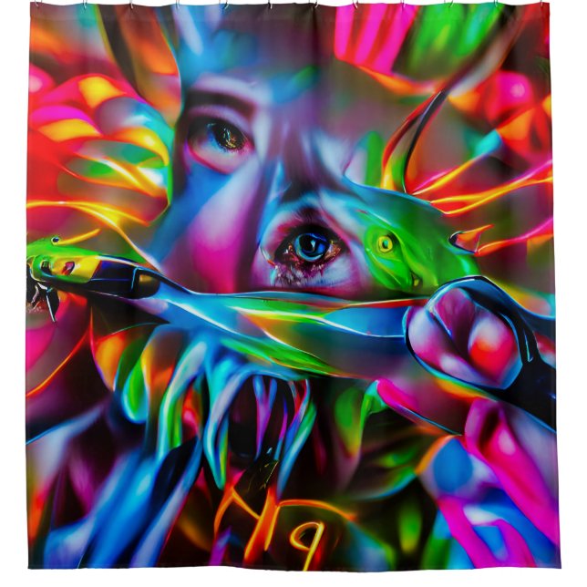 Aichmophobia:  Vivid Surreal Art Shower Curtain (Front)