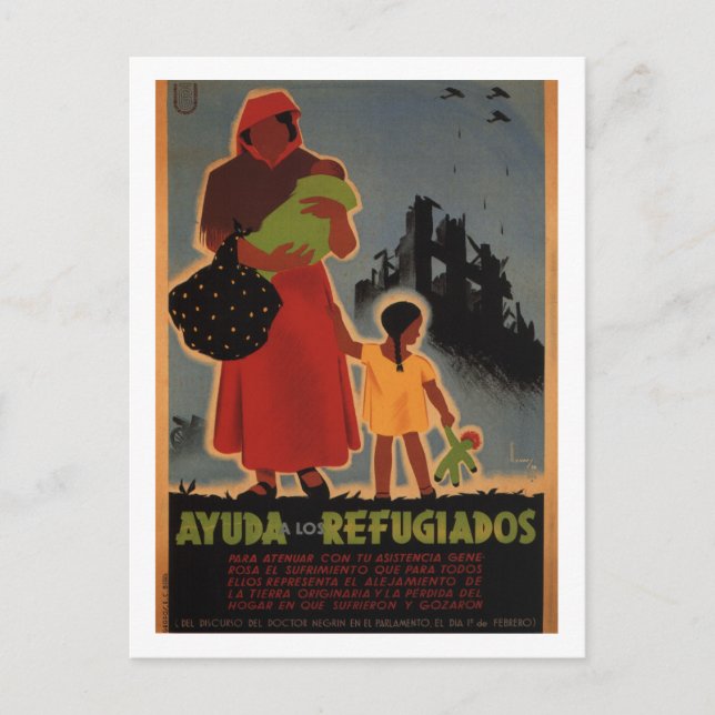 Aid to refugees (1938)_Propaganda Poster Postcard (Front)