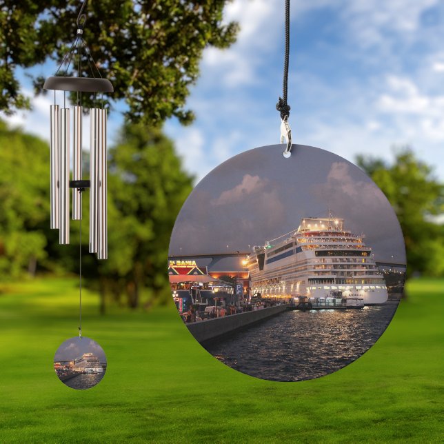 AIDAluna Cruise Ship docking at Willemstad Curacao Wind Chime (Outdoor)