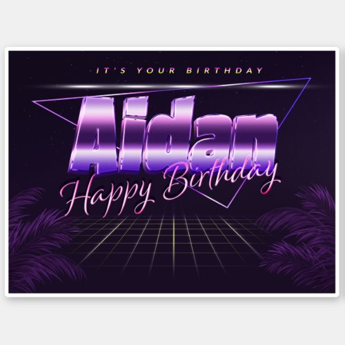 Aidan Name First name lila retro Sticker Birthday